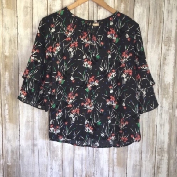 GAP Tops - Gap Black Floral Blouse